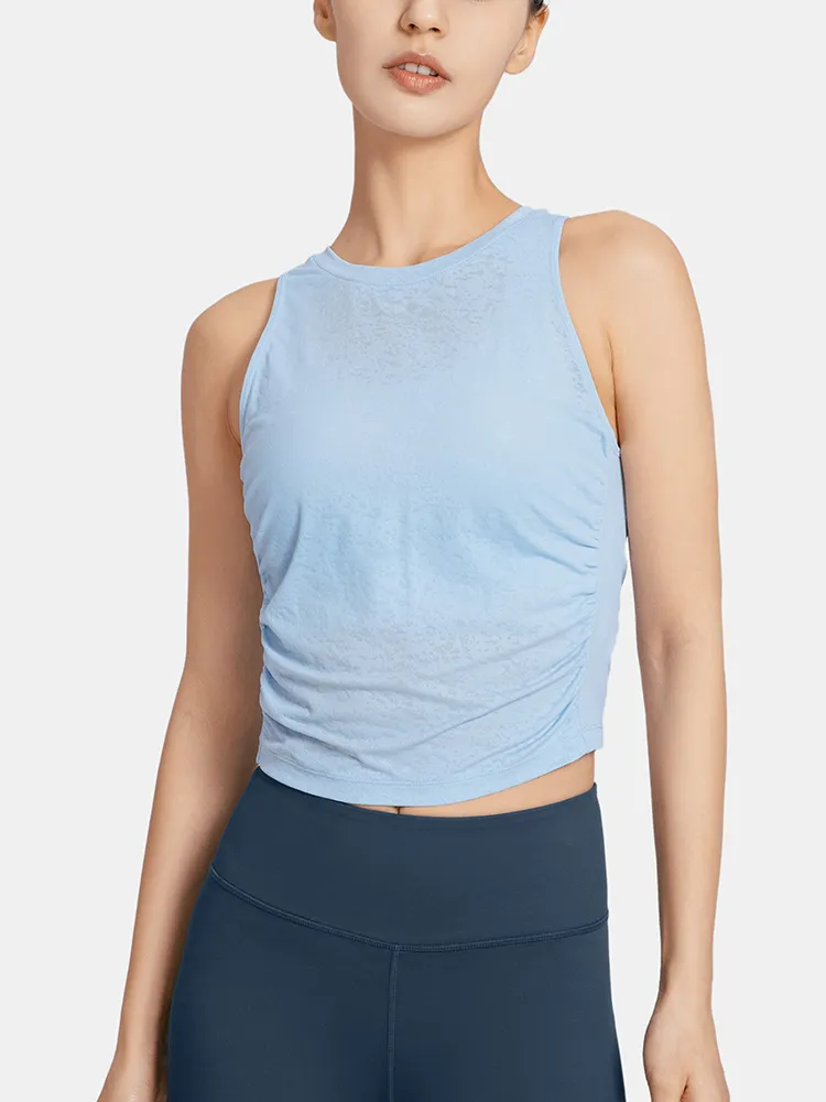 Sleeveless Yoga Wear Women Gym Training Blouse Running - Blue
