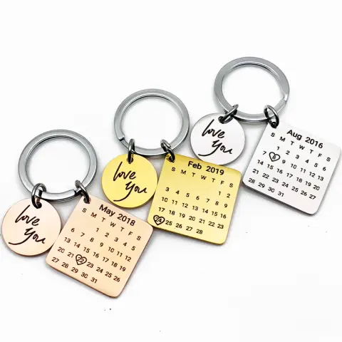 Stainless Steel Calendar Keychain Private Custom Engraving
