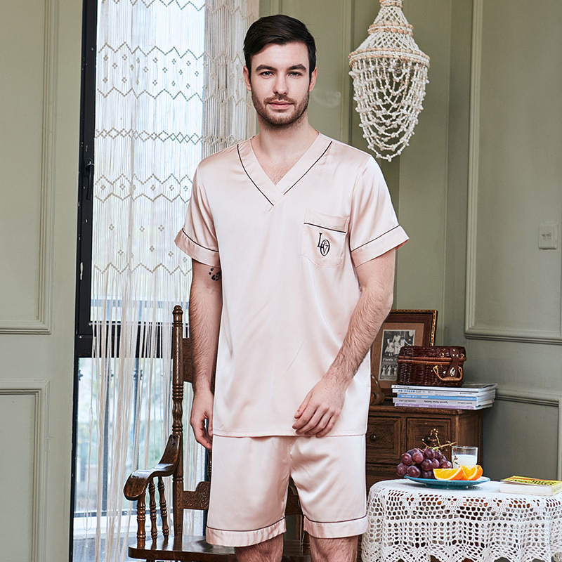 Title 1, Simulation Silk Couple Pajamas Short Sleeves