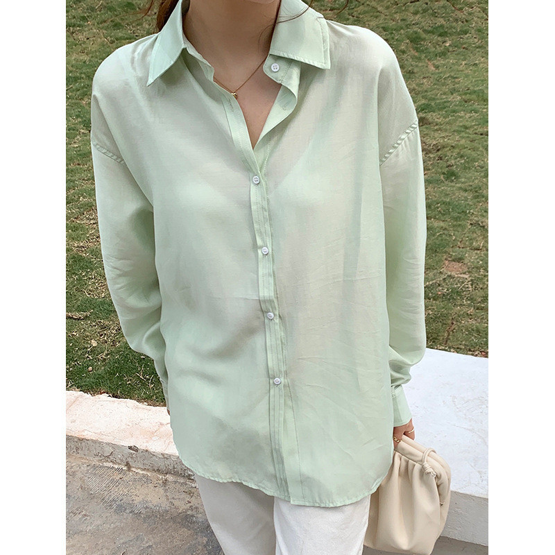 Tencel Shirt Long-sleeved Loose Single-breasted Top