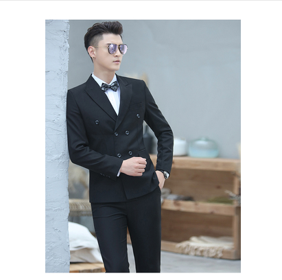 Men's Double-breasted Suit Dress Stage Singer Costume