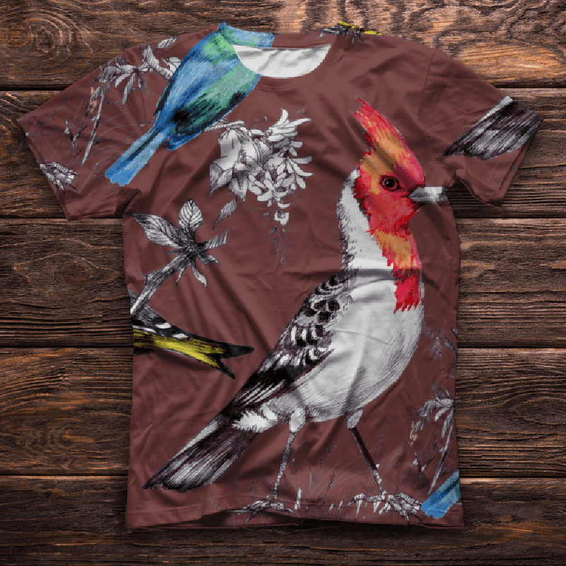 Title 5, Bird Series Round Neck 3D Printed T-Shirt