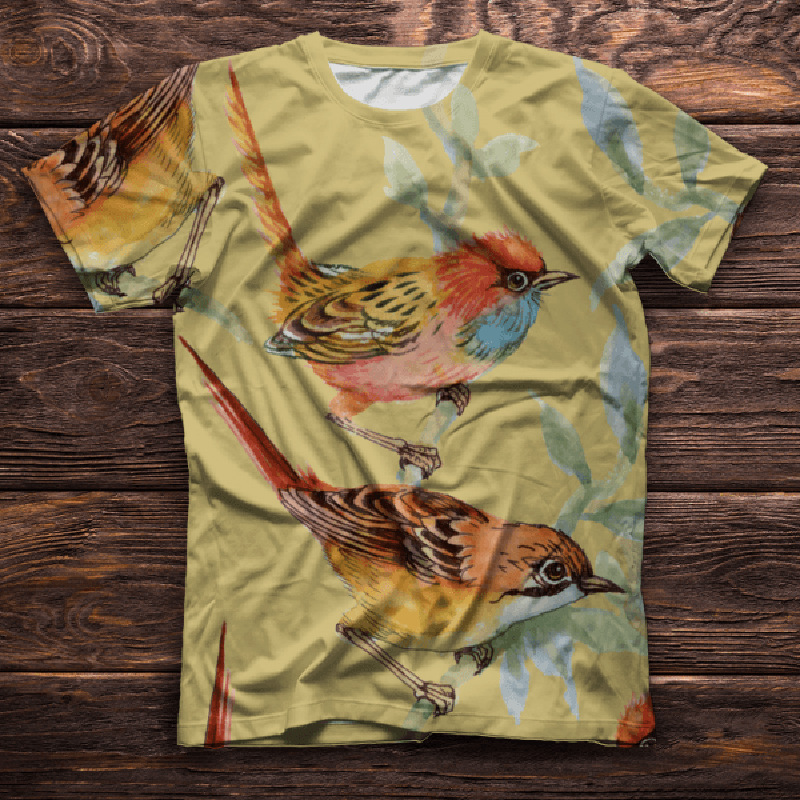 Title 2, Bird Series Round Neck 3D Printed T-Shirt