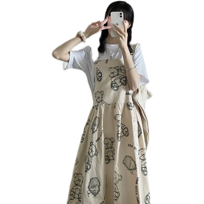 Japanese Girl Summer Dress With Suspenders And Long Skirt
