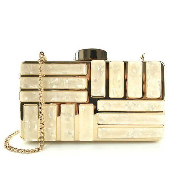 Gold Acrylic Clutch Bags For Women New Shoulder Bag Fashion Gold - Shop at LoveMi