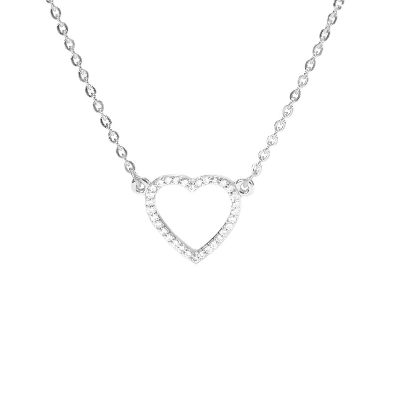 Heart-shaped Zircon Hollow Necklace Stainless Steel Chain