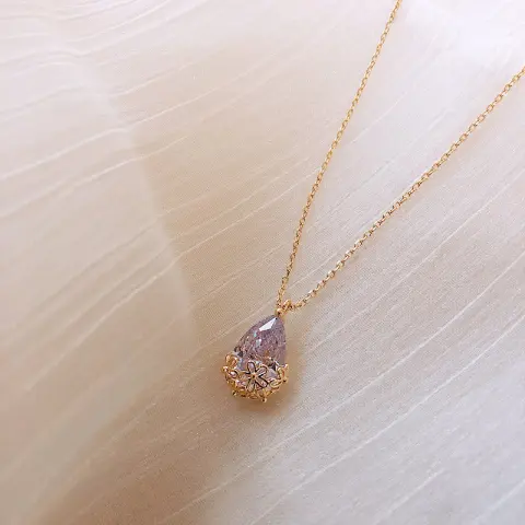 Crystal Water Drop Pendant Necklace Women's Fine Jewelry Adjustable