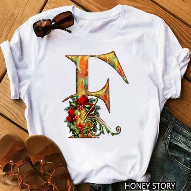 New 26 Gold Letter Flowers T shirt - Shop at LoveMi