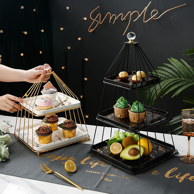 Double three layers fruit stand ceramic cake wedding