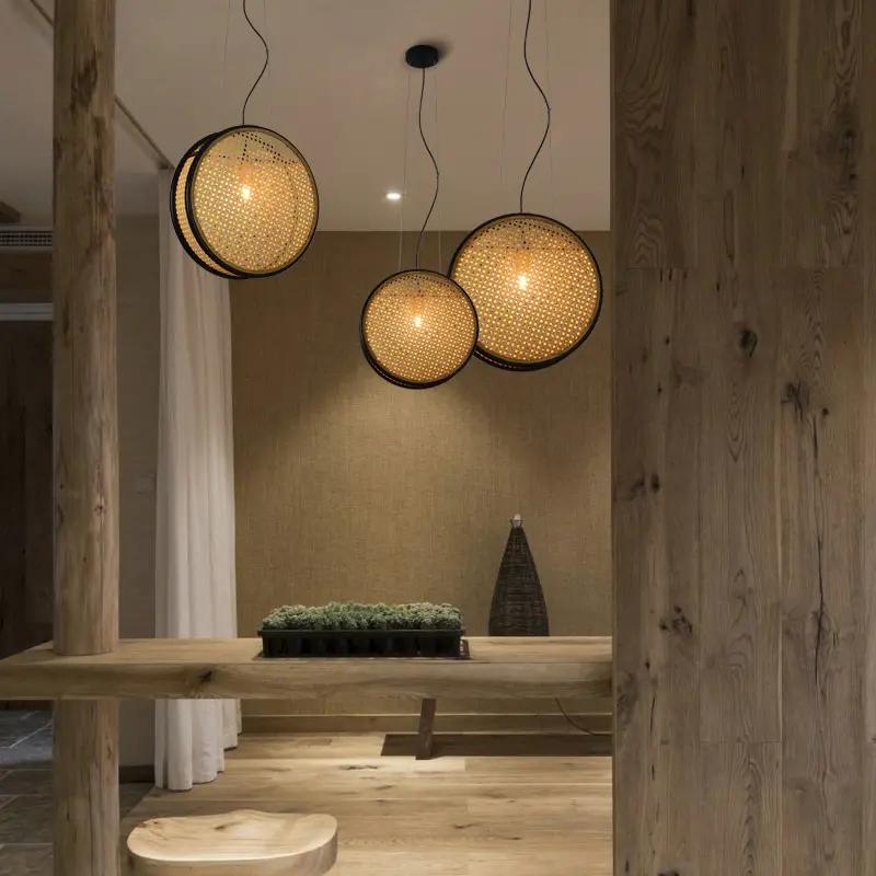 Creative Rattan Retro Lamps for Restaurant Chandelier