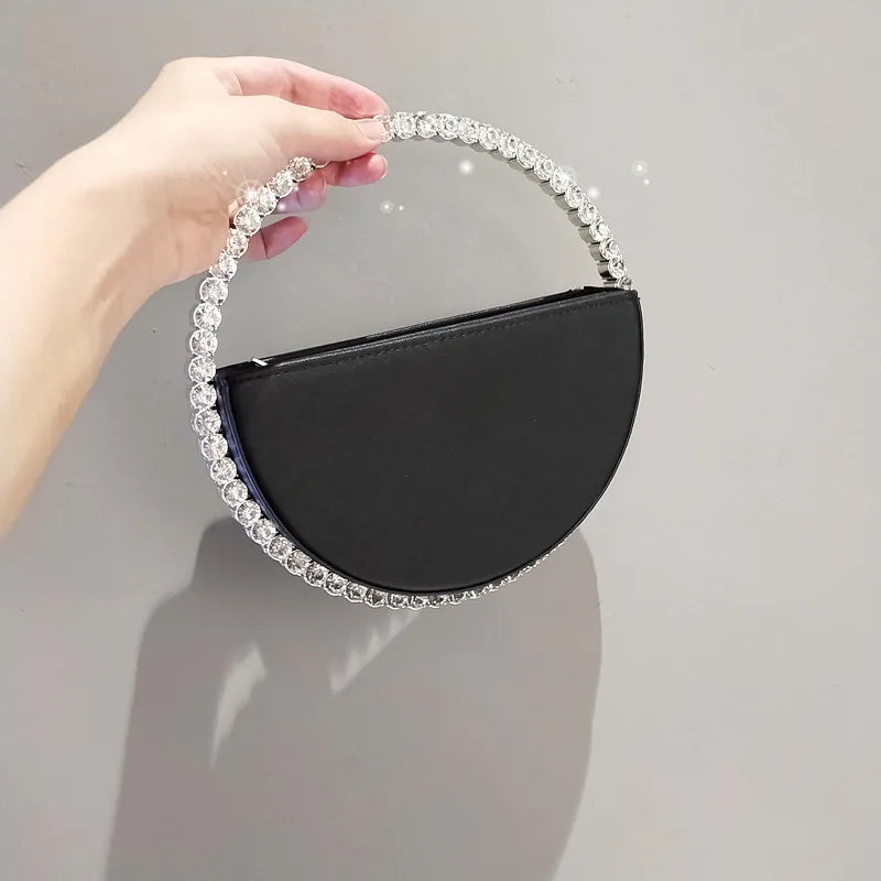 Little Red Ring Clutch Diamond Dinner Tote Bag - Black