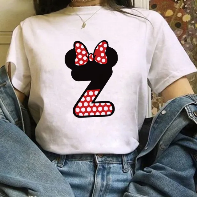 26 English Letters A Z White Short sleeved T shirt Whitez - Shop at LoveMi