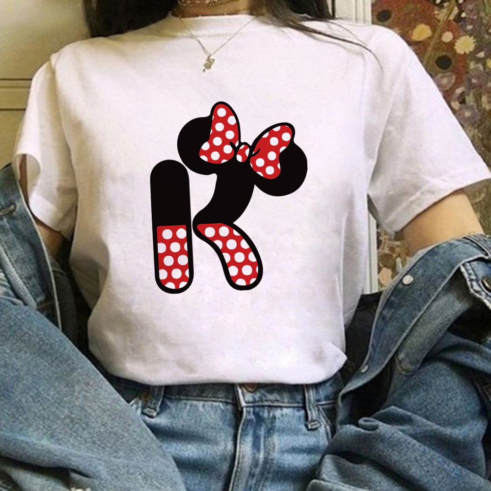 26 English Letters A-Z White Short-sleeved T-shirt