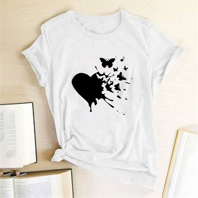 Spring And Summer New Women'S T-Shirt Short-Sleeved Valentine'S Day Love Printing