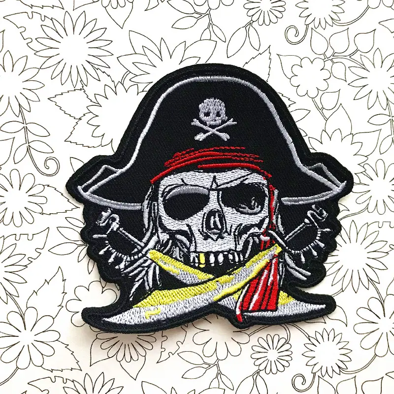 Skull Motorcycle Computer Embroidered Cloth Sticker
