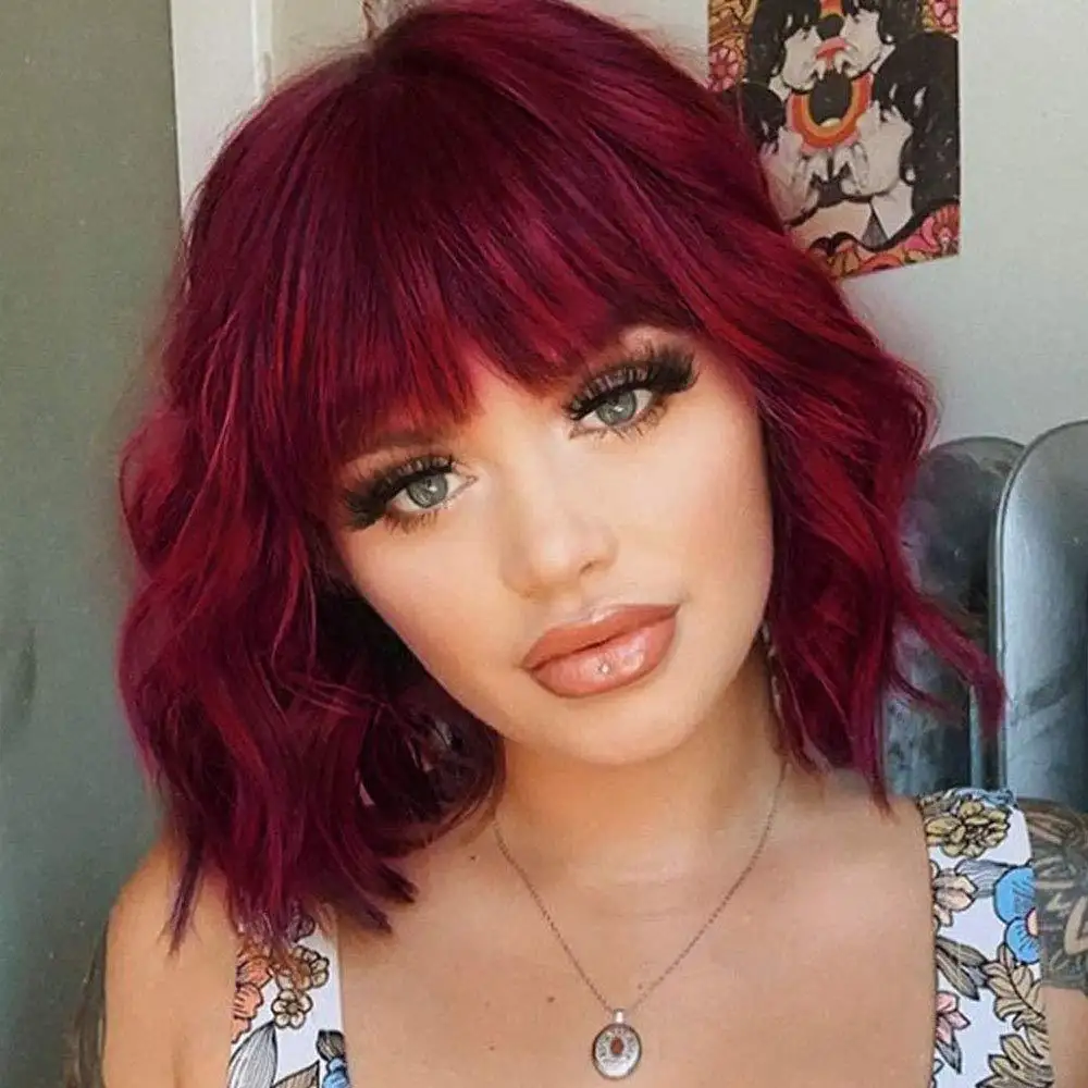 Wigs Black Ladies Short Curly Hair Wig Set