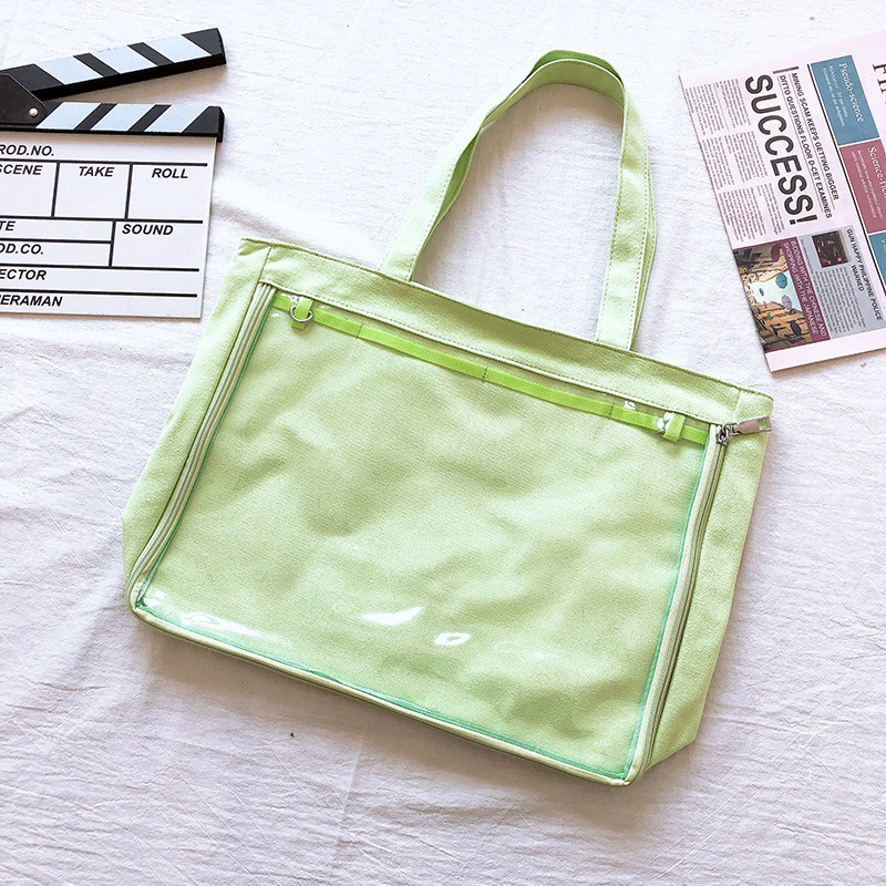 Japanese Bentong Bag Transparent Single-sided Canvas One-shoulder Portable Diagonal Bag