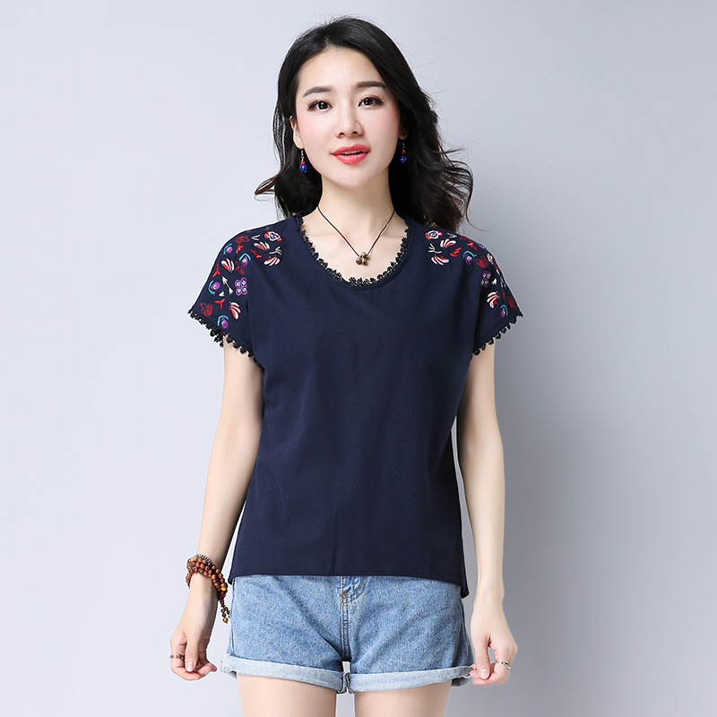 Title 2, Flat-Fitting Cotton And Linen Embroidered Short...