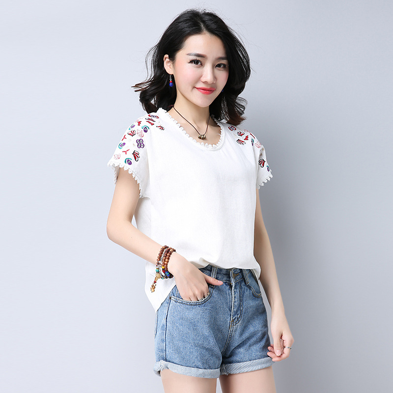 Title 6, Flat-Fitting Cotton And Linen Embroidered Short...