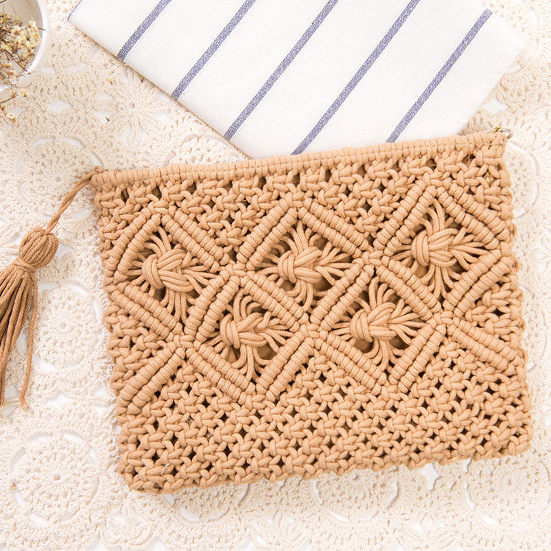 Simple Tassel Hand Holding Straw Woven Retro Hand Woven Bag