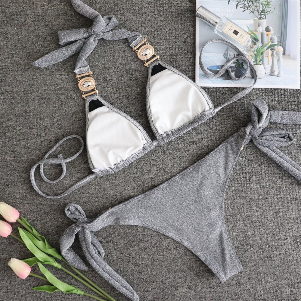 Europe And The United States Sexy Shiny Special Fabric Swimsuit Crystal Diamond Bikini