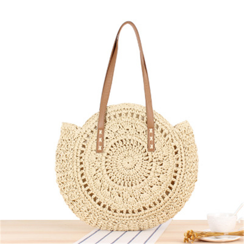 Simple Round One-shoulder Straw Woven Bag
