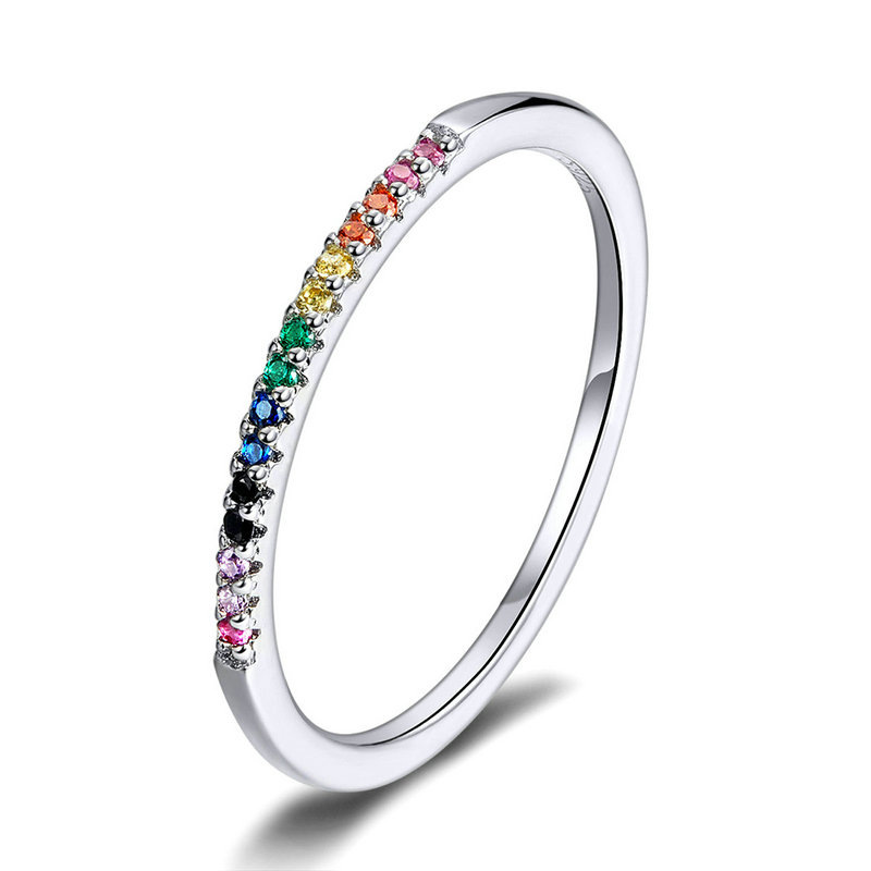 Heart Shaped Rainbow Ring Female Fashion Love Drop Oil Ring