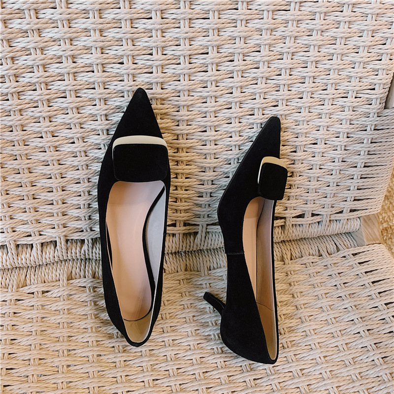 Stiletto Shoes, Sheepskin Insoles, Pointed Toe Women's Shoes, Solid Color High Heels