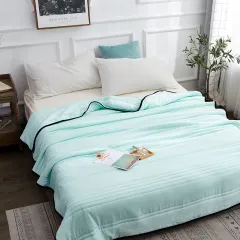 Washed Cotton Quilted Air-conditioning Quilt And Summer Cool Quilt Blanket - Light Green - View 1