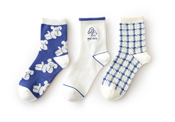 Title 1, Girls Socks Blue Dog Short Socks High