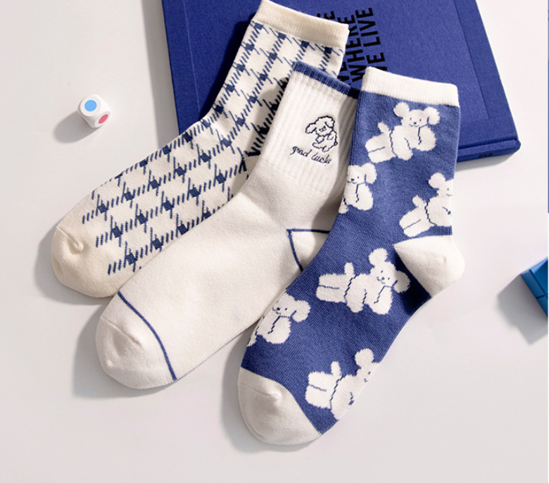 Title 4, Girls Socks Blue Dog Short Socks High