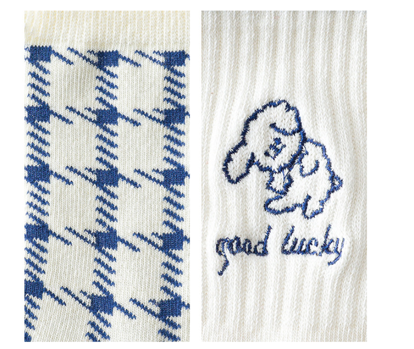Girls Socks Blue Dog Short Socks High