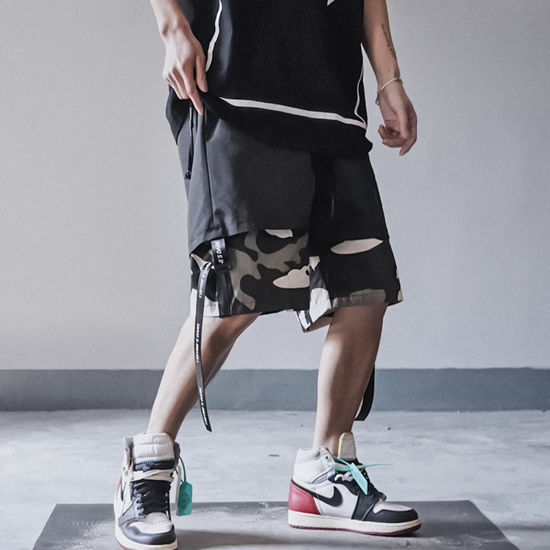 Shorts Workwear Casual Personality Trend Loose Fake Two-piece Five-point Pants Harajuku Style Sports