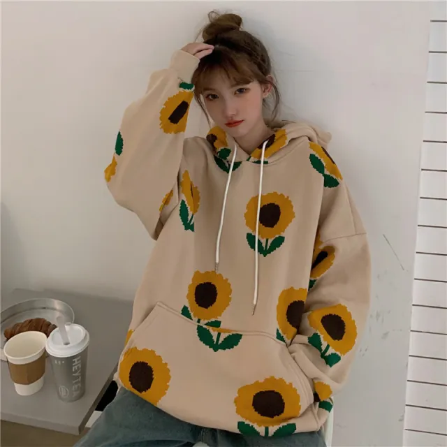 Spring And Autumn Hooded Sweater Women's Korean Casual Versatile Coat Apricot - Shop at LoveMi