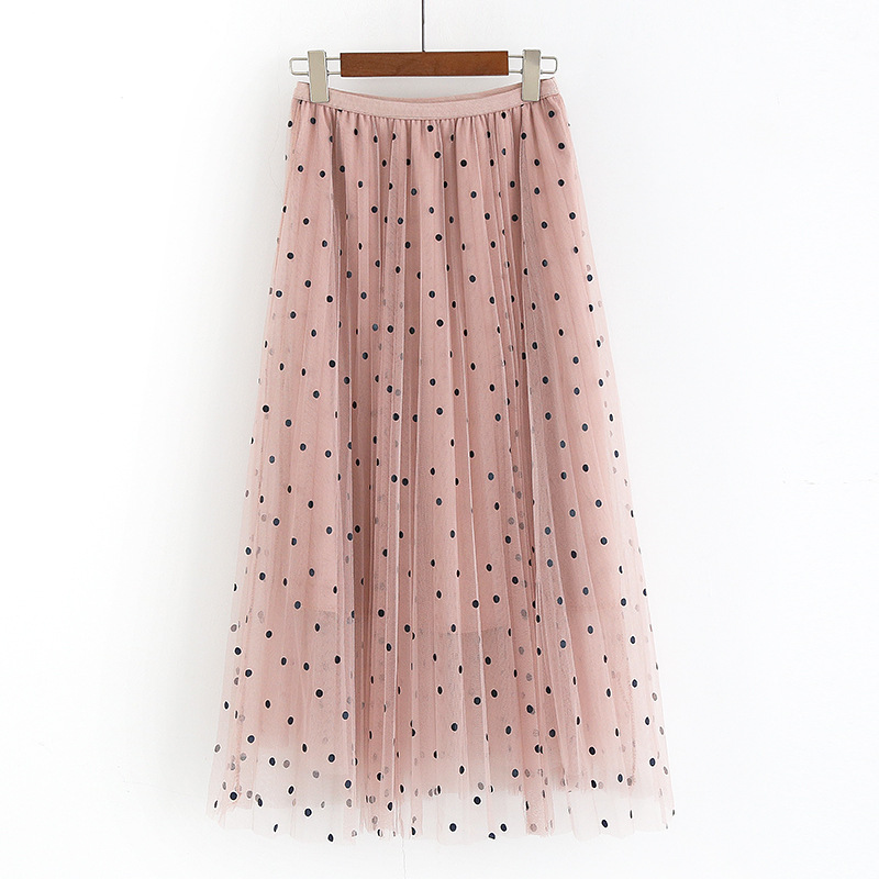 Fashion All-match Net Yarn Polka Dot Skirt