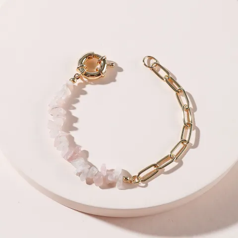 Rose Quartz Chip Bracelet, rose quartz