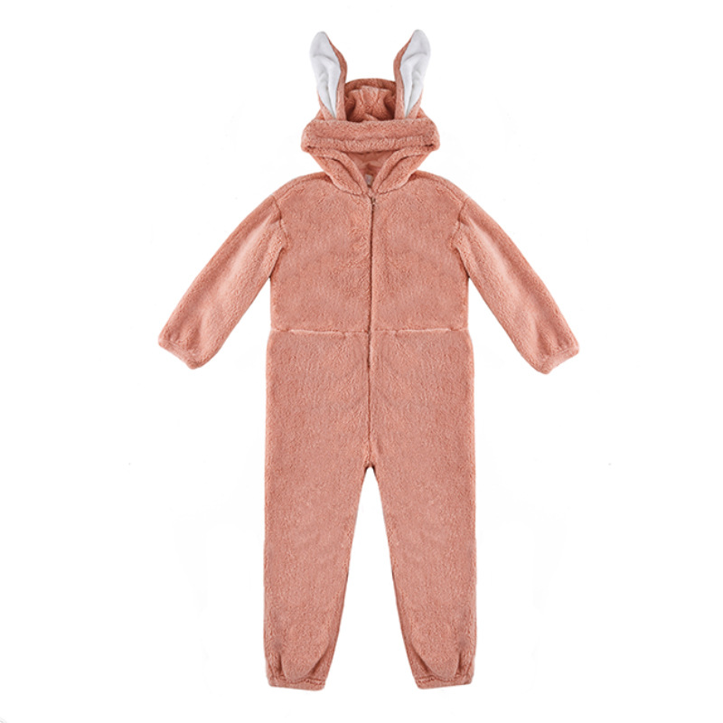 Title 5, Rabbit Ear Pajamas One-piece Suit Flannel Hoode...