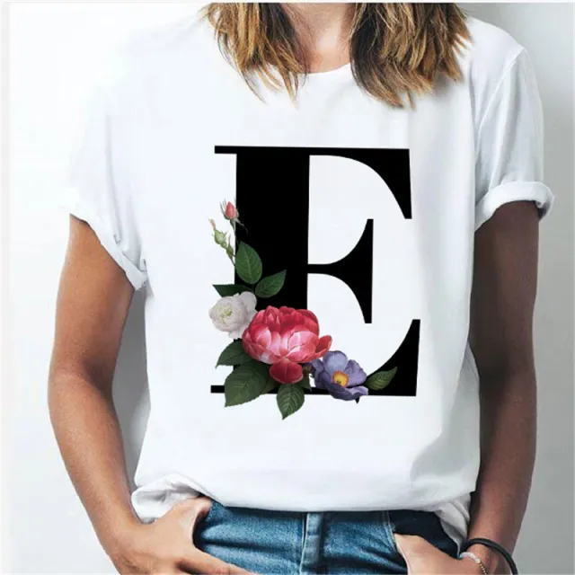 26 English Letters A Z White Short sleeved T shirt - Shop at LoveMi