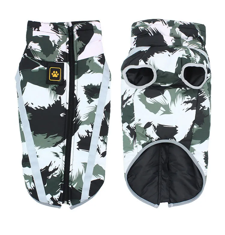 Thicken Warm Dog Coats For Big Dogs Pet Jackets Pet Clothing - Camouflage Graffiti