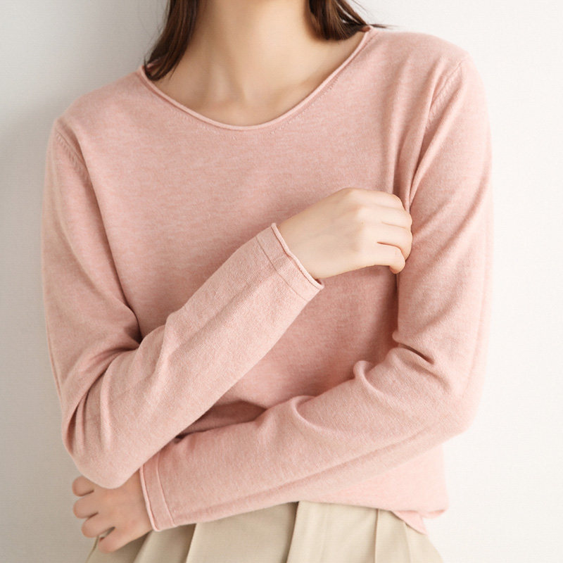 Women'S Sweater Loose Bottoming Shirt Solid Color T-Shirt