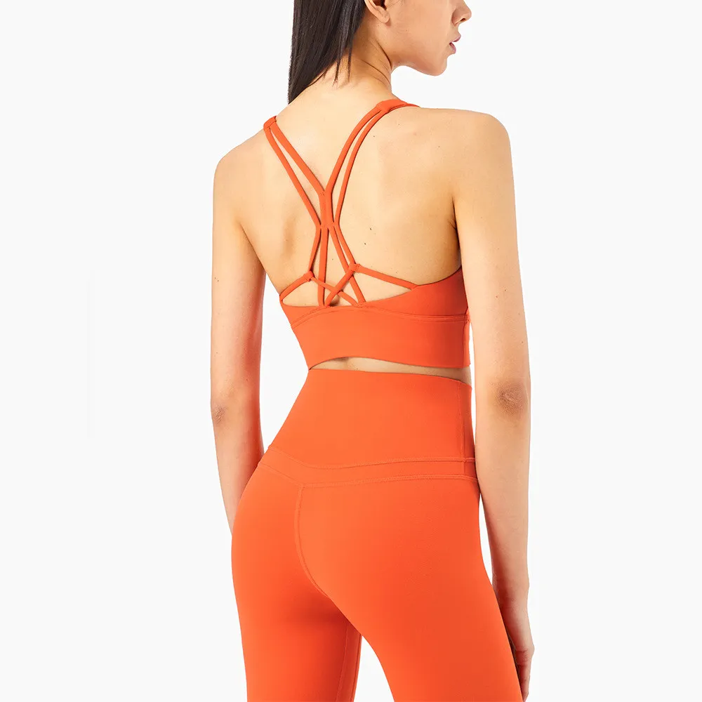 Women's Sling Cross Beautiful Back Sports Underwear - Orange
