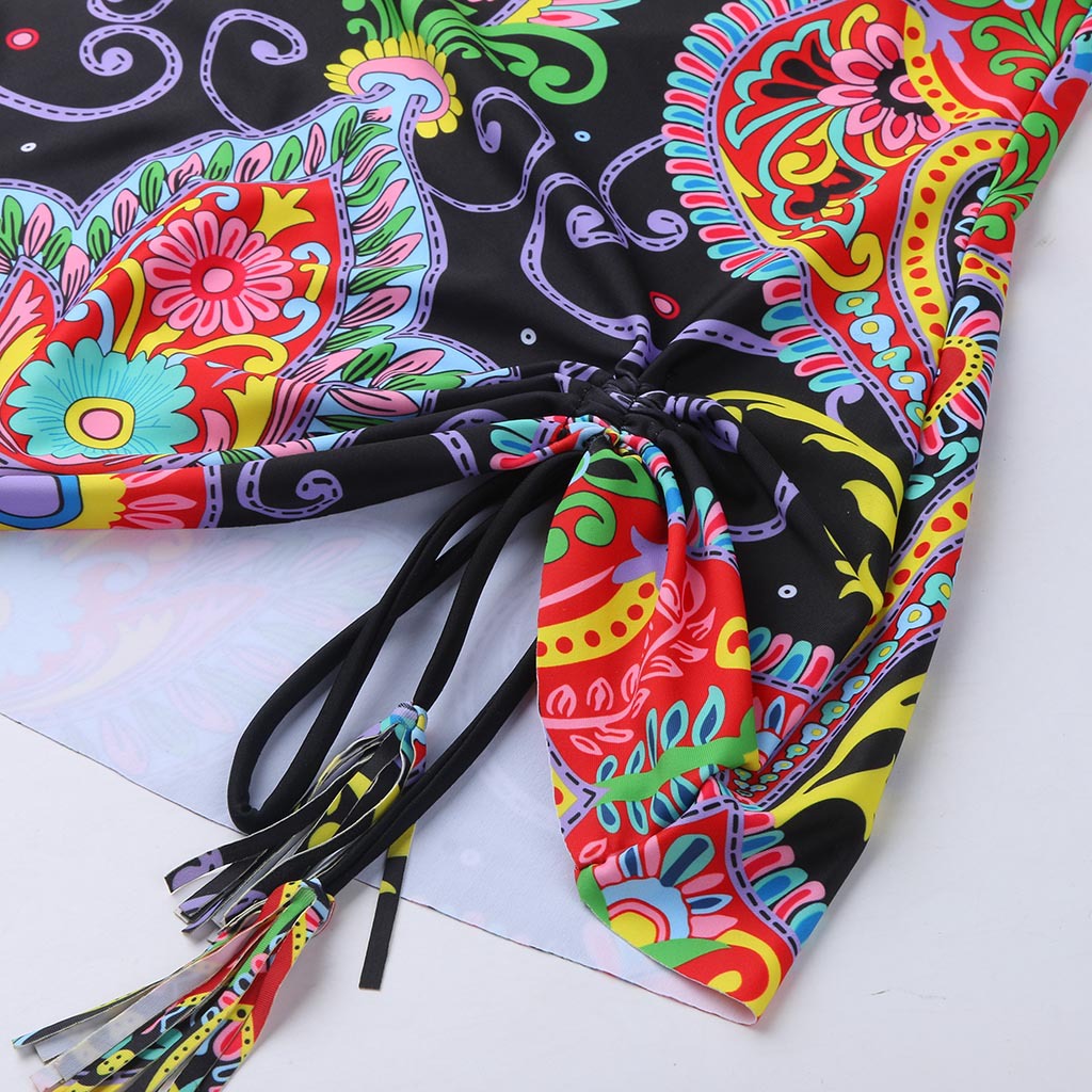Printed Bag Hip Split Briefs Swimsuit