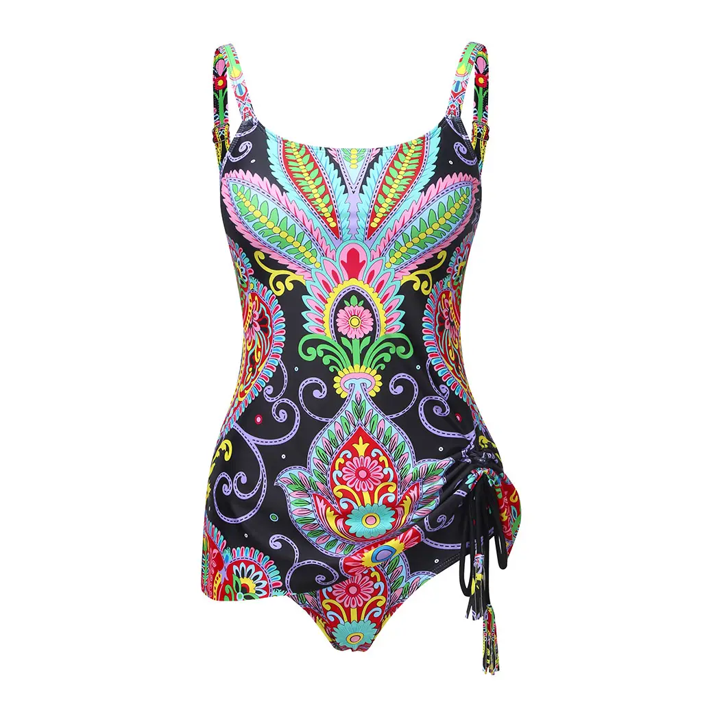 Printed Bag Hip Split Briefs Swimsuit