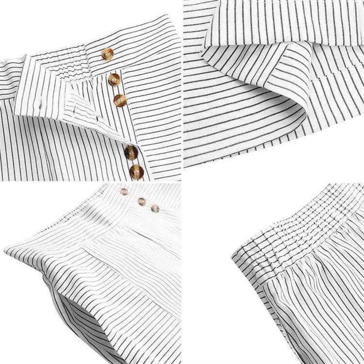 New Style Decorative Buckle Irregular Stripes Loose Loose Casual Wide-Leg Trousers