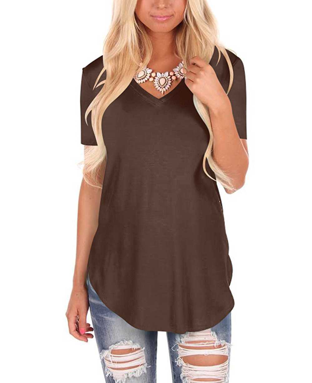Women's Solid Color Blouse Plus Size Loose Short Sleeve T-shirt