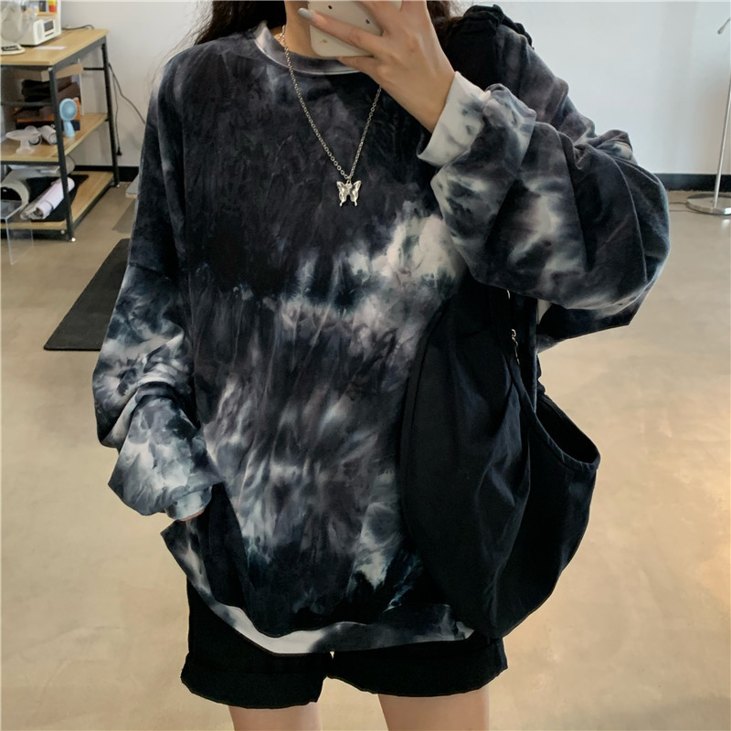 Gradient Tie-dye Long-sleeved T-shirt Women