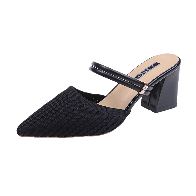 Half Slippers All match Temperament Fairy Style Sandals Women Black - Shop at LoveMi