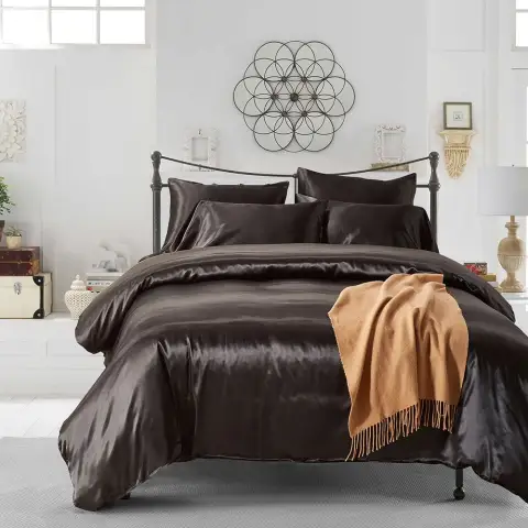 Hotel Home Solid Color Imitated Silk Luxury Satin 3pcs