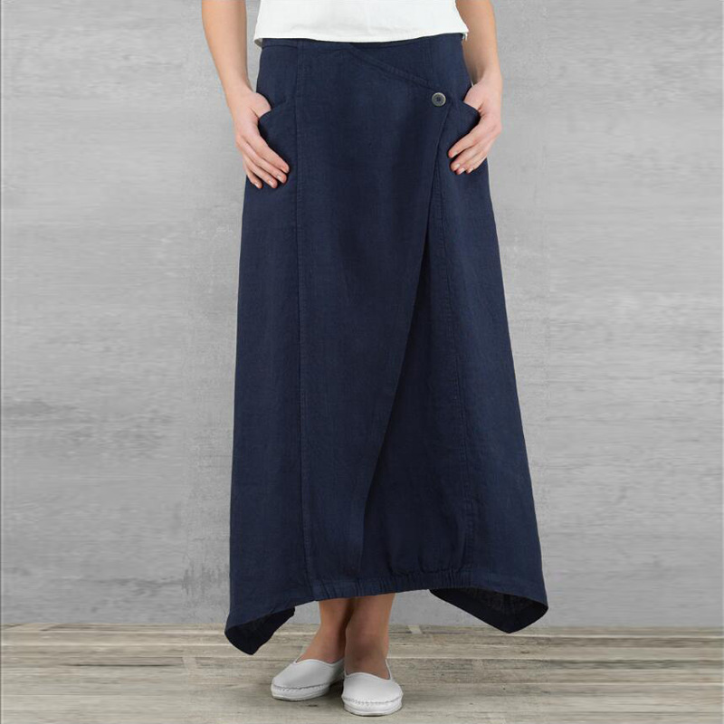 New High-Waist Solid Color Cotton And Linen Skirt, All-Match Slim Skirt