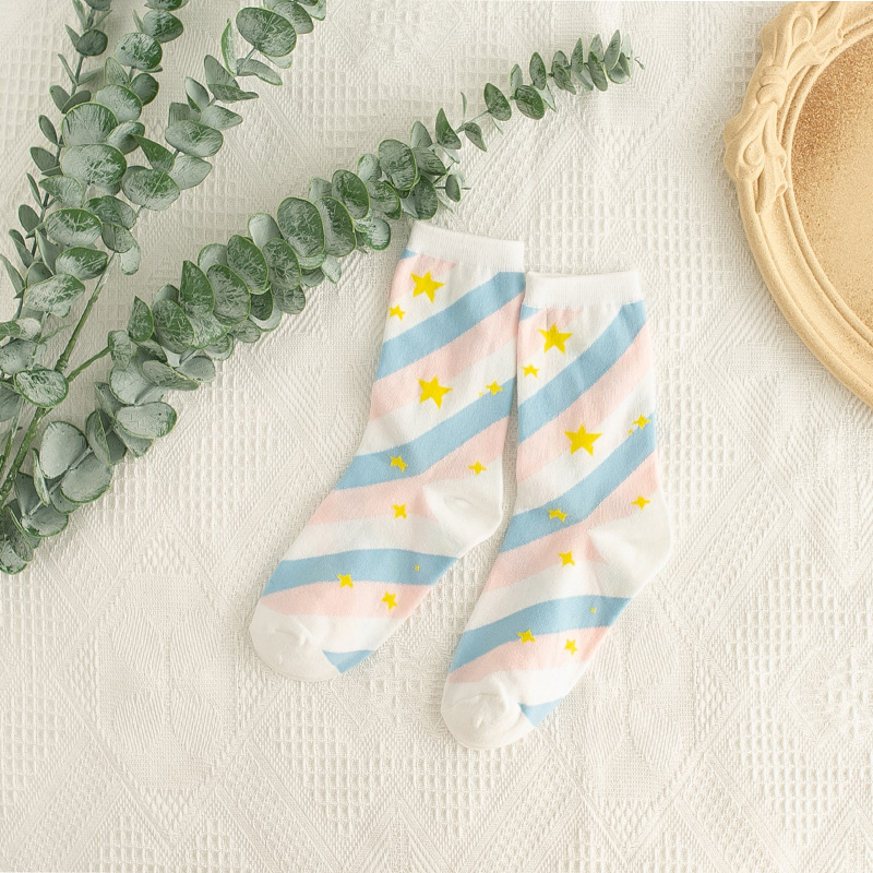 Crazy Plaid Socks Female Mid-tube Japanese College Style Breathable